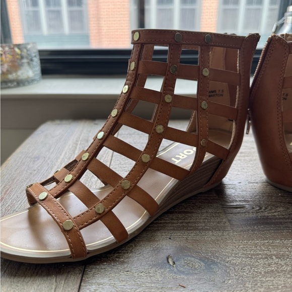 Tan Studded Gladiator Sandals - Picture 12 of 13